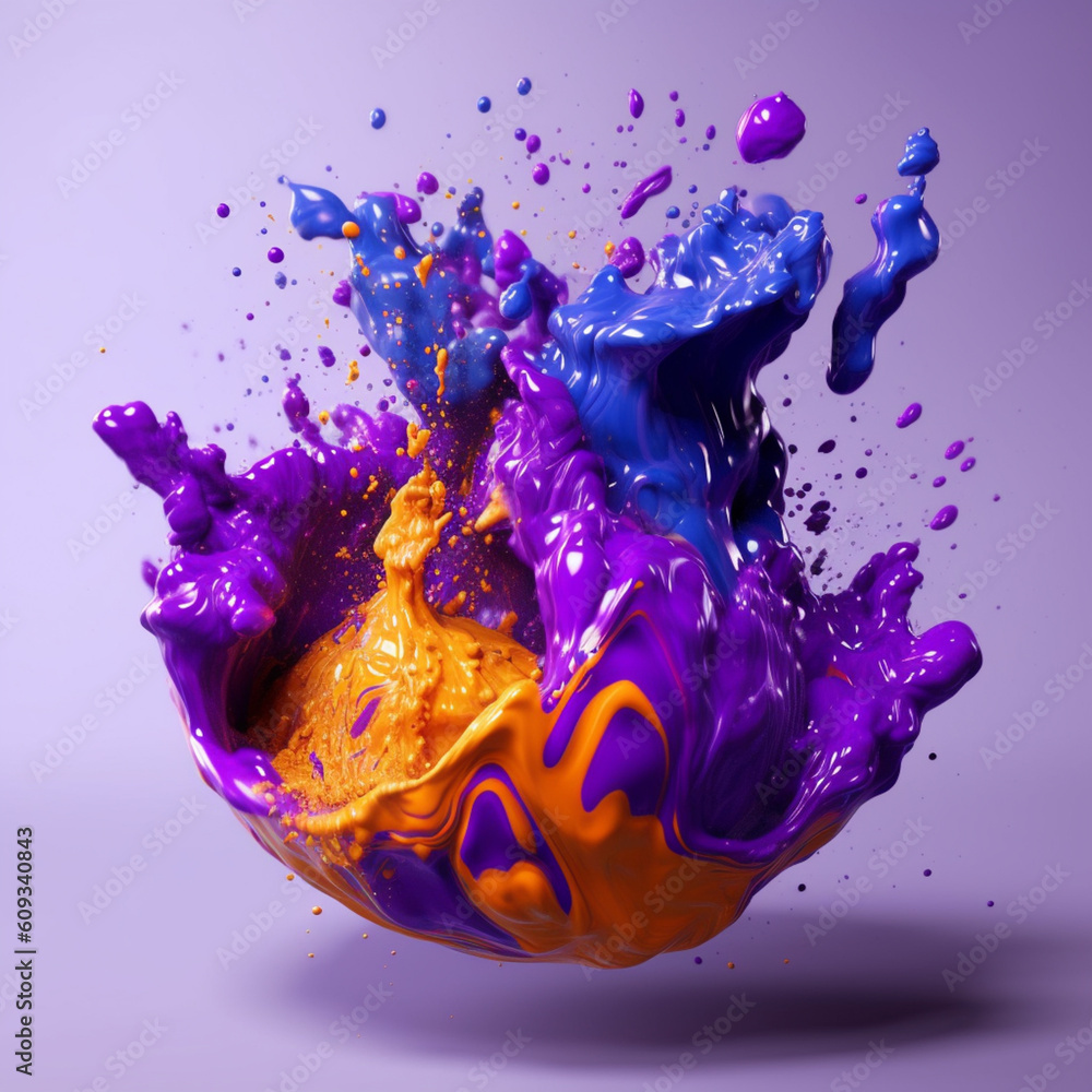 Leinwandbilder an abstract surreal photograph of a sugilite splashed in bright paint. generative ai technology.