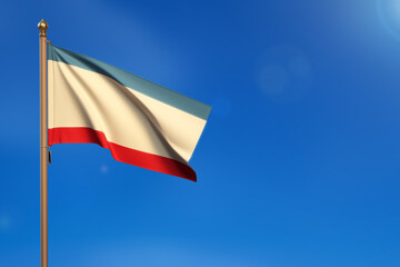 Crimea. Flag blown by the wind with blue sky in the background.