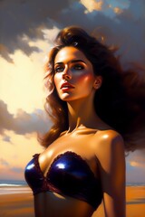 Ai Generative water color woman portrait 