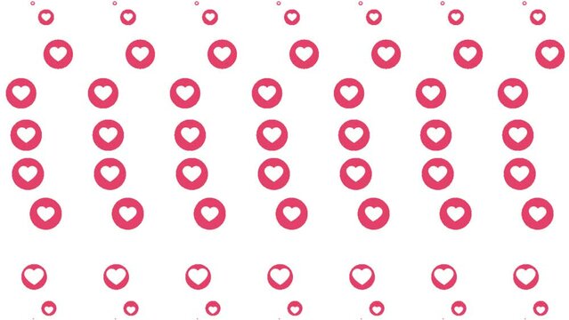 Flowing hearts Button icon animated background