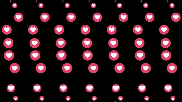 Flowing hearts Button icon animated background