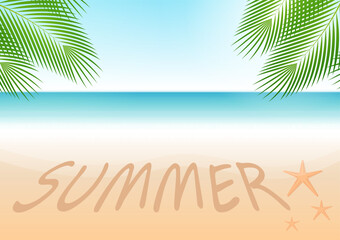 Summer Beach or Sea Background. Vacation or Holiday Background. Vector Illustration. 