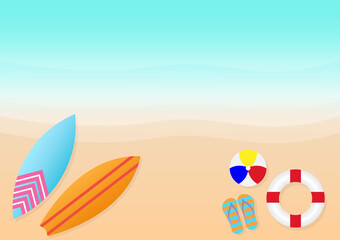 Summer Beach or Sea Background. Vacation or Holiday Background. Vector Illustration. 