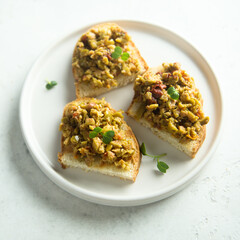 Homemade olive tapenade with sun dried tomatoes