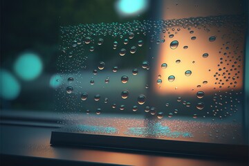 Water drops on a window screen, rain drops - obrazy, fototapety, plakaty