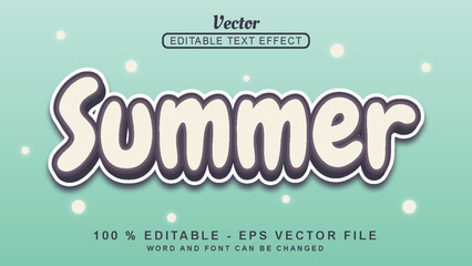 Editable 3d text effect summer modern style isolated on cyan background