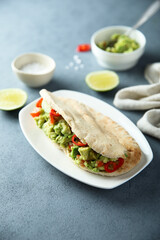 Guacamole sandwich with chili pepper