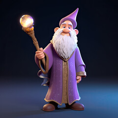 A wizard with a wand, cartoon caharcter. Generative art