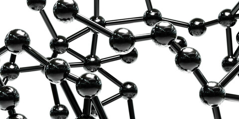 Illustration of a 3D render of black balls on a white background 3d render