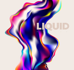Abstract liquid holographic shape. Colorful fluid design elements on white background.