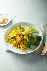 Homemade vegan pilau with sun dried tomatoes