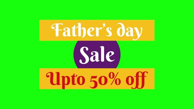 Happy Father's Day animated vector video template badge design on green screen.