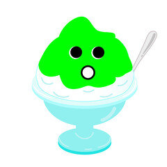 メロン味の緑のかき氷のイラスト素材