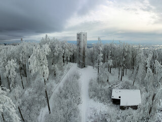 Winter landscape in Galyteto Hungary.