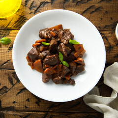 Traditional beef ragout with vegetables