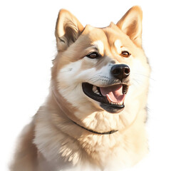 Shiba dog portrait. PNG background
