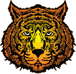 tiger head colored vector illustration, can be used for logos, mascots, clothing, and more isolated in white background