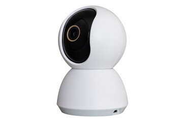 white indoor surveillance WiFi camera, baby monitor, isolated, with transparent background, png