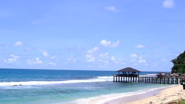 A Beautiful beach and huts beside it