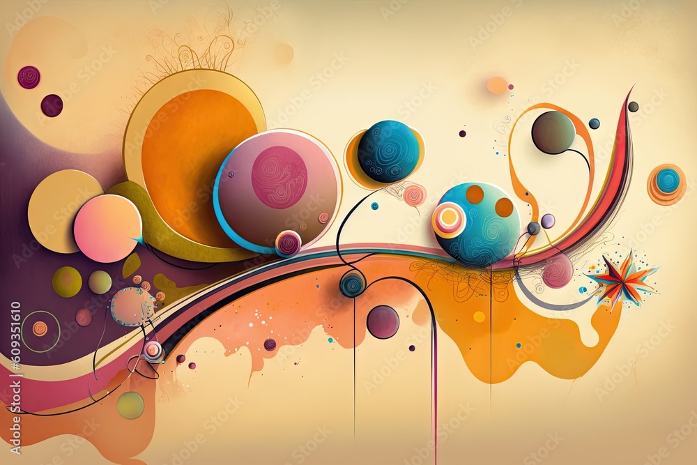 Poster abstract grunge background with colored different circles, design element