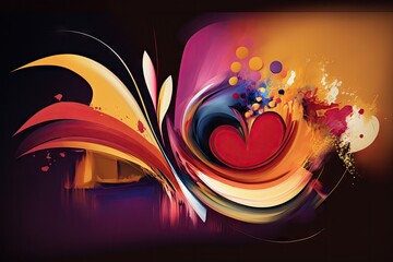 Abstract colorful background with heart and place for your text