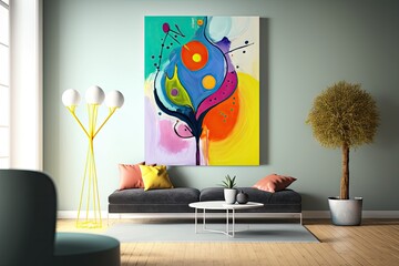 Interior of modern living room with sofa, coffee table and decorations