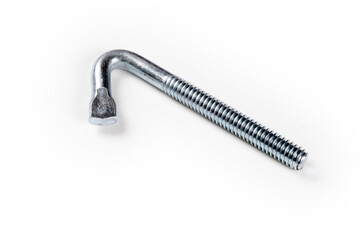 long screw with hook on white background