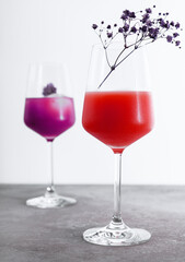 Summer fresh violet and red cocktail