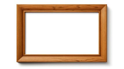 Wooden frame on white background, space for text