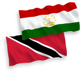 Flags of Republic of Trinidad and Tobago and Tajikistan on a white background