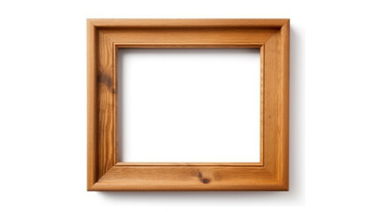Wooden frame on white background, space for text