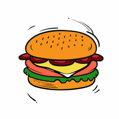 Cute hand-drawn doodle burger icon illustration