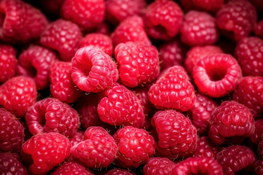 close up of raspberries, generated AI tollos