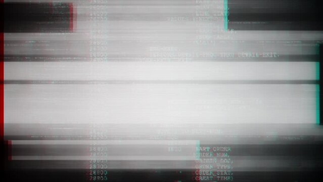 Computer programming code with glitch effect for corrupted database technology concept