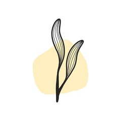 Line Art Leaf on Organic Shape 