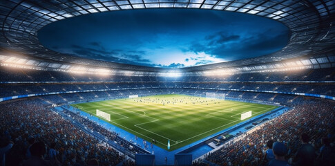 Fototapeta na wymiar football stadium sport game world arena green soccer light goal. Generative AI.