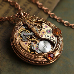 old watch mechanism, generative, ai, steampunk, ventage, old style