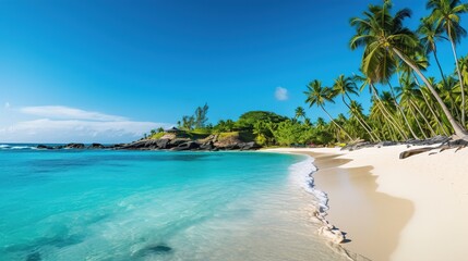 Fototapeta na wymiar Tropical beach paradise with crystal clear water, sea beach, island water, ocean, Generative AI.