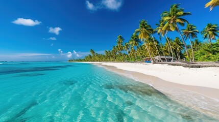 Tropical beach paradise with crystal clear water, sea beach, island water, ocean,  Generative AI.