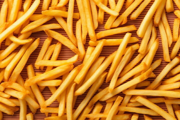potato fat food snack chip background yellow fry tasty meal french. Generative AI.
