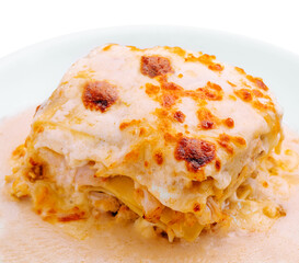 Tasty appetizing lasagna served on plate