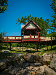 Gazebo in the garden at Roger Williams Park in Providence, Rhode Island, close-up