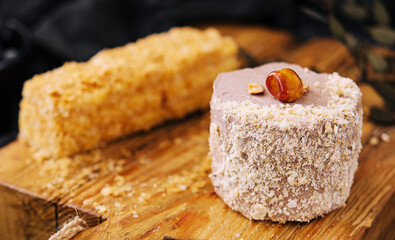 Kiev cake with Hazelnut and chocolate on board