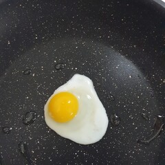 fried egg in a frying pan