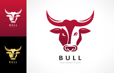Bull head logo vector. Animal design.