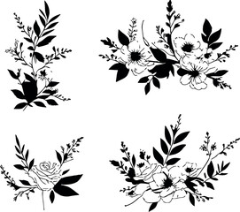 Set - Branches with flowers and leaves