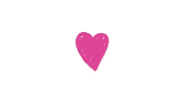 Animated purple symbol of the heart. Hand-drawn scribble icon. Vector illustration isolated on a white screen background.