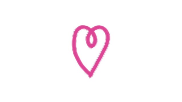 Animated purple symbol of the heart. Hand-drawn scribble icon. Vector illustration isolated on a white screen background.
