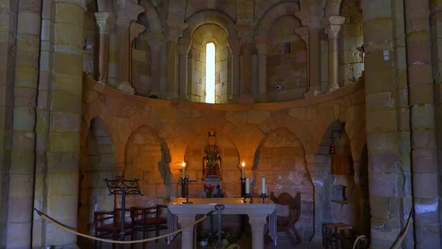 Romanesque church of Santa Mar&iacute;a de Eunate near the town of Muruz&aacute;bal in the Ilzarbe Valley. World Heritage sites on the Way of Saint James. Navarre. Spain. European