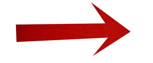 Red paper arrow sign on transparent background